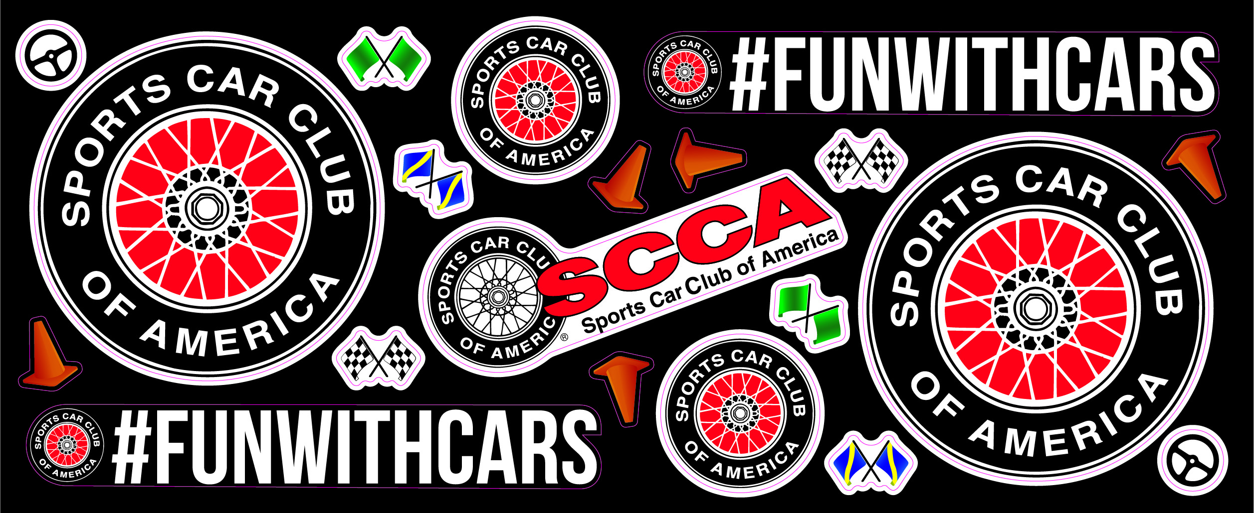 2630 SCCA Sticker Sheet (#funwithcars) (8 1/2" x 3 1/2")